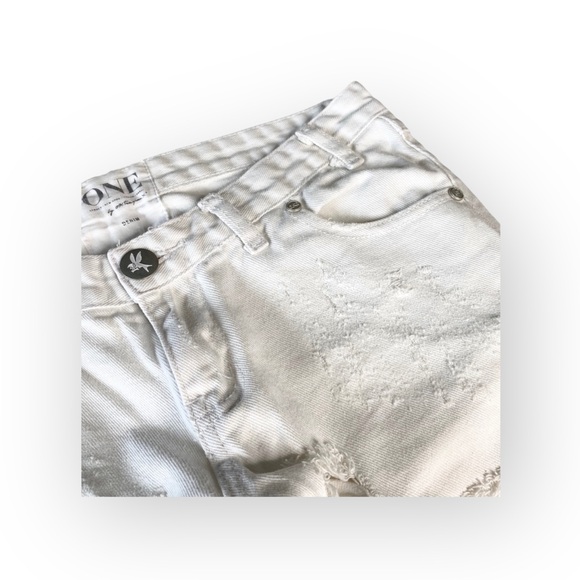 One Teaspoon ☻︎ Trashed Freebirds Skinny Ankle Zipper Denim Jeans ☻︎ White ☻︎ 25 - Picture 7 of 16